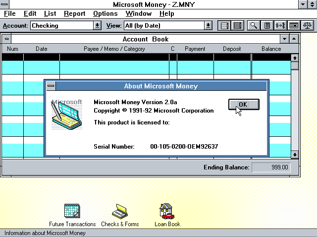 Microsoft Money 2 - About